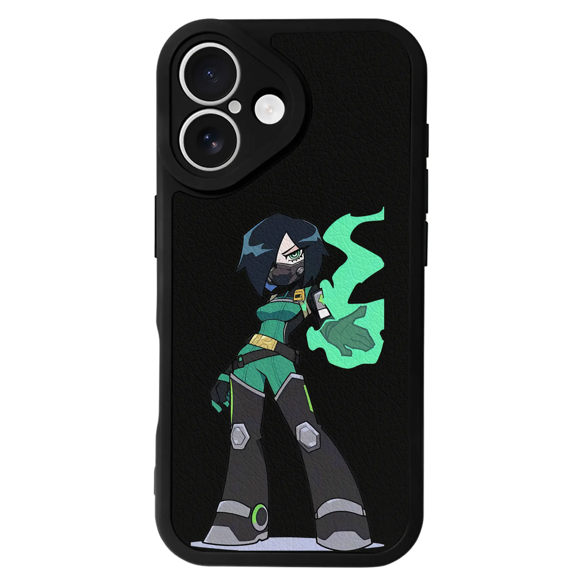 VALORANT グッズ,ヴァイパー - IPhone 16シリーズ対応 ・ シリコンスマホケース ・ レザー調 ・ 高精度フィット ・ 耐衝撃 ・ ワイヤレス充電対応 ・ 精密カット